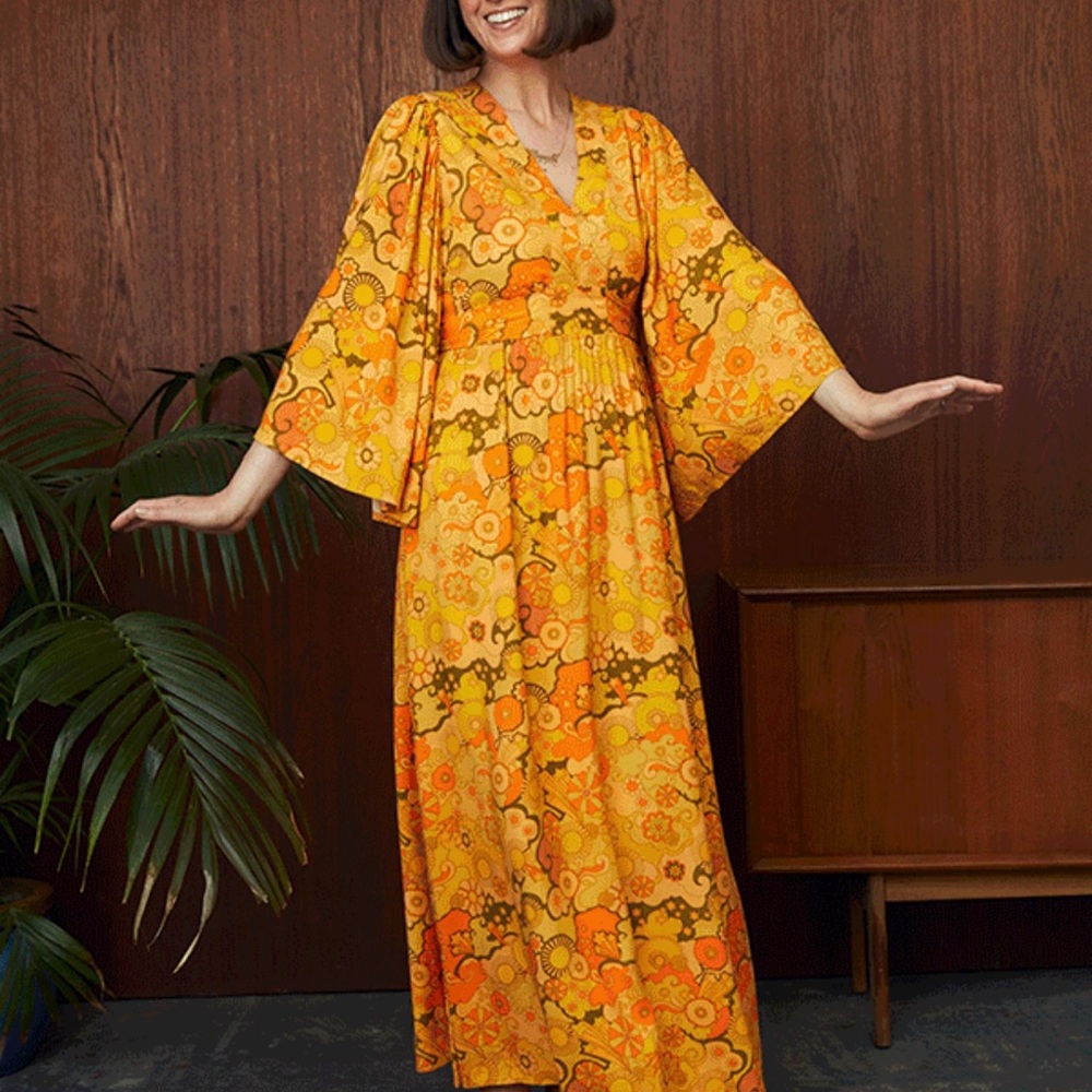 JOANIE DAWN O’PORTER Floral Orange Maxi Dress SIZE 14
